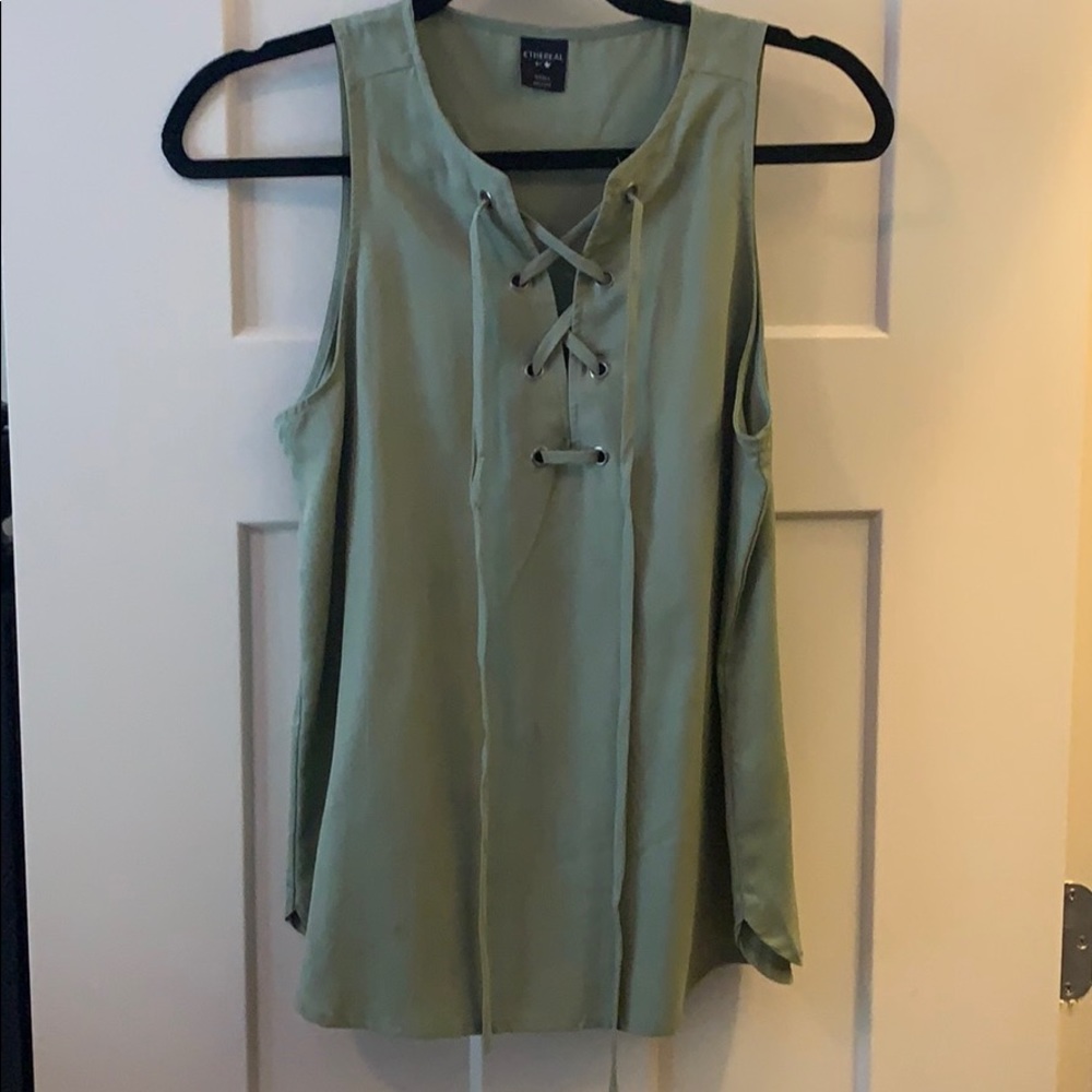 Green Lace Up Tank